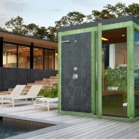 Outdoor color combined sauna with shower Outdoor color combined sauna with shower