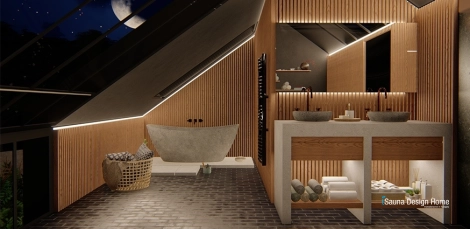 wooden bathroom