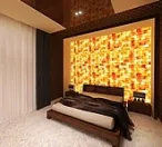 Himalayan salt wall in bedroom Himalayan salt wall in bedroom