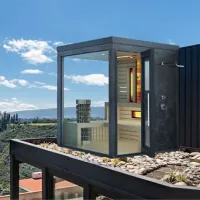 Outdoor color combined sauna with shower and salt wall Outdoor color combined sauna with shower and salt wall