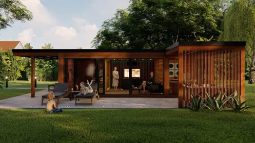 Outdoor wellness sauna house construction, 60 m2 Outdoor wellness sauna house construction, 60 m2
