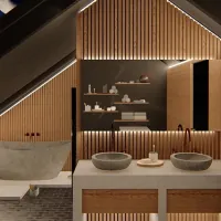 Wood in bathroom