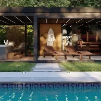 Unique outdoor sauna house